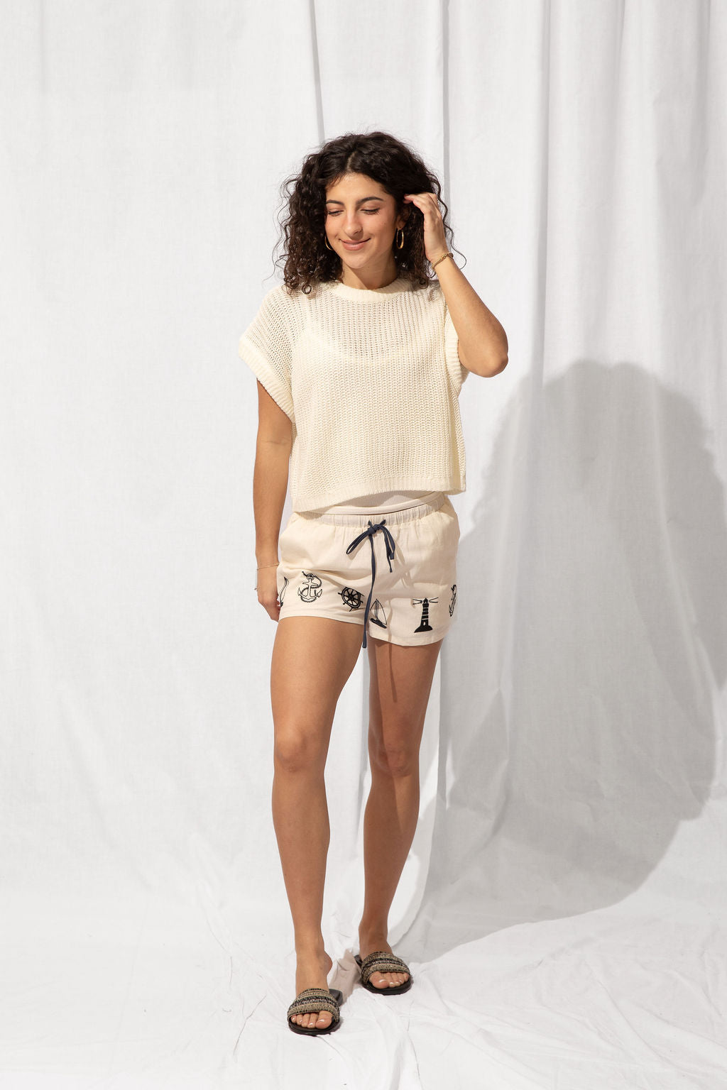 Nautical Embroidered Shorts