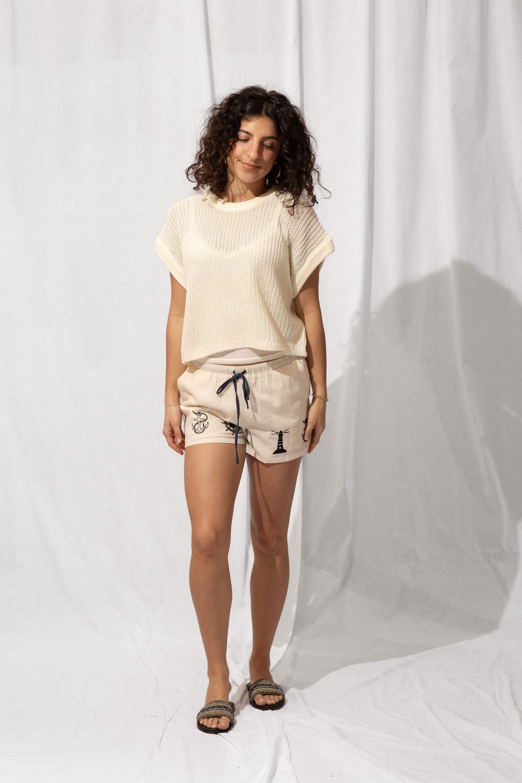 Nautical Embroidered Shorts