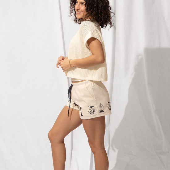 Nautical Embroidered Shorts