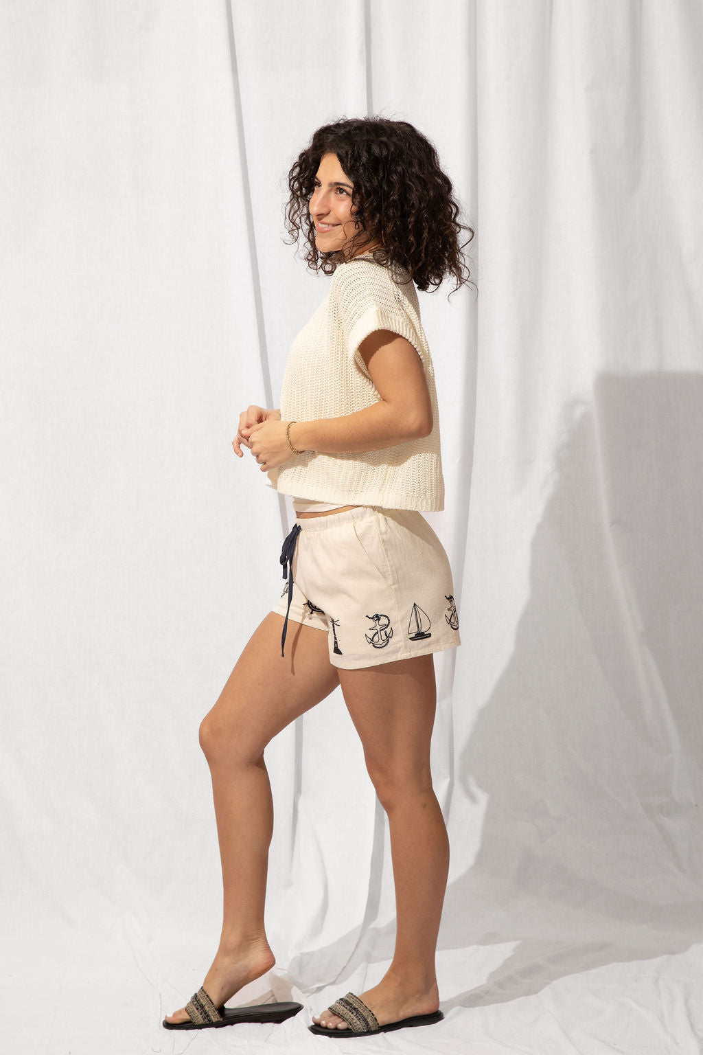 Nautical Embroidered Shorts