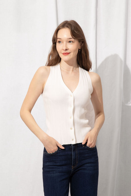 Winslet Ribbed Top White
