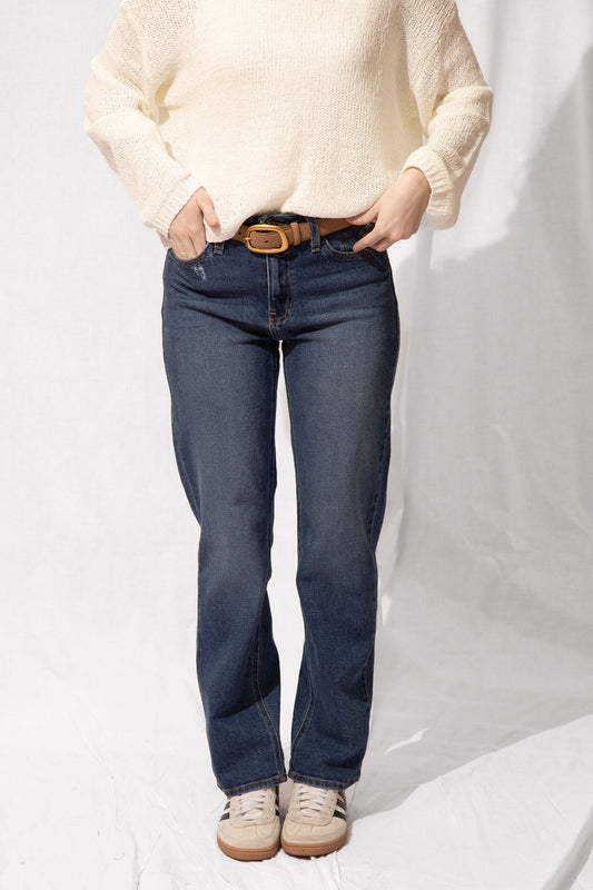 Mid Rise Slim Straight Leg