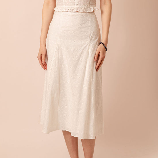 Isla Eyelet Midi Skirt Large