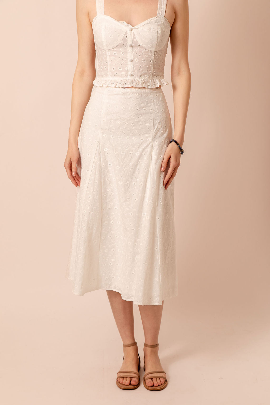 Isla Eyelet Midi Skirt Large