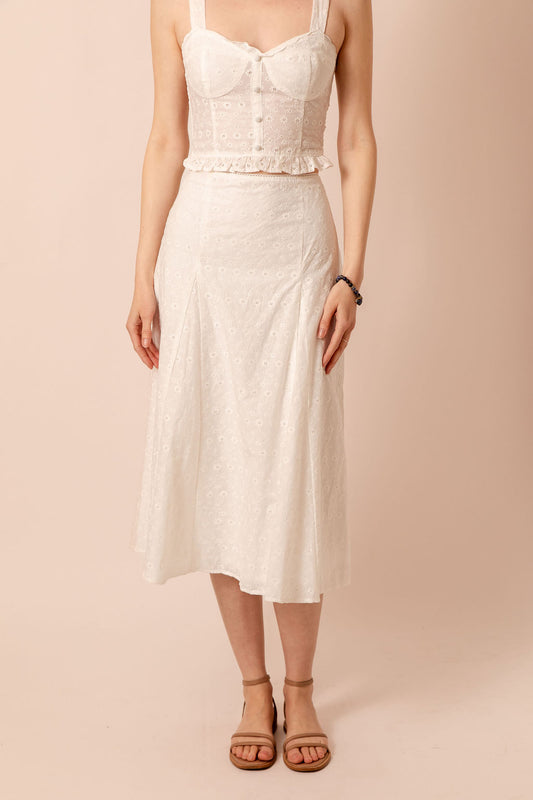 Isla Eyelet Midi Skirt Large