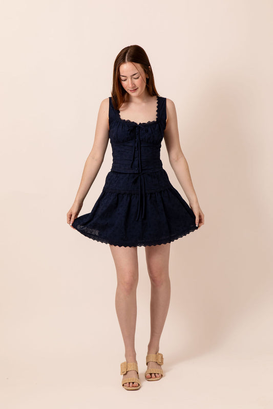 Celia Eyelet Mini Skirt Large