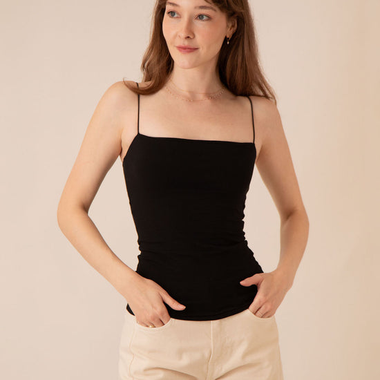 Olivia Square Neck Tank Black
