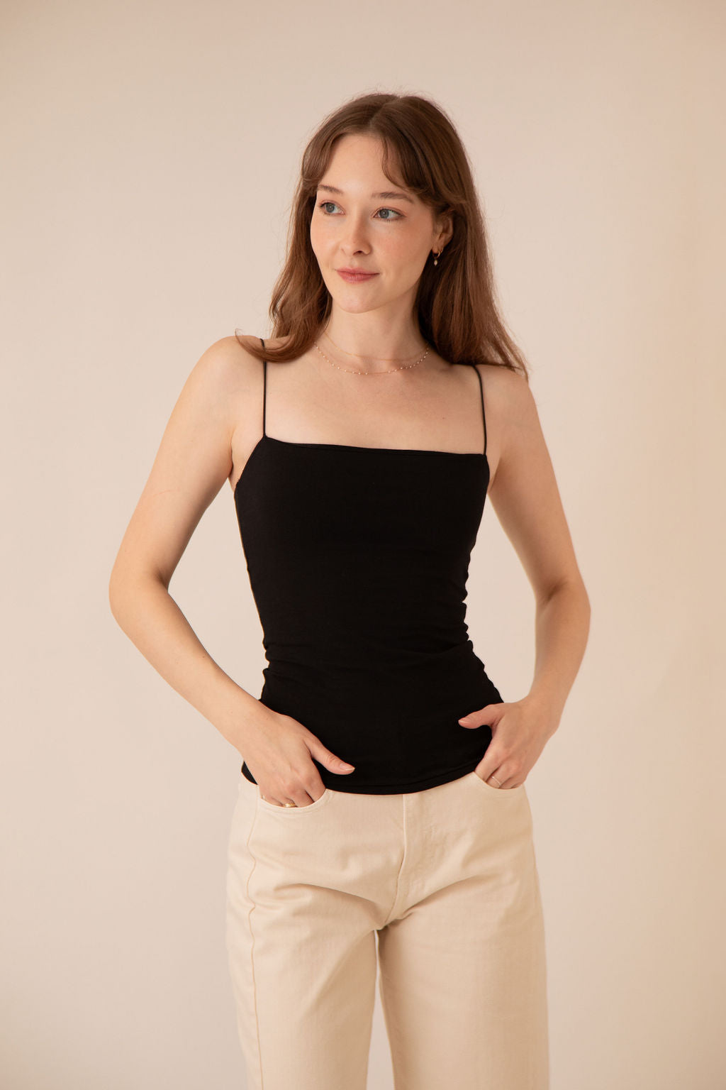 Olivia Square Neck Tank Black