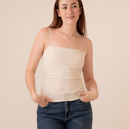Olivia Square Neck Tank Ecru