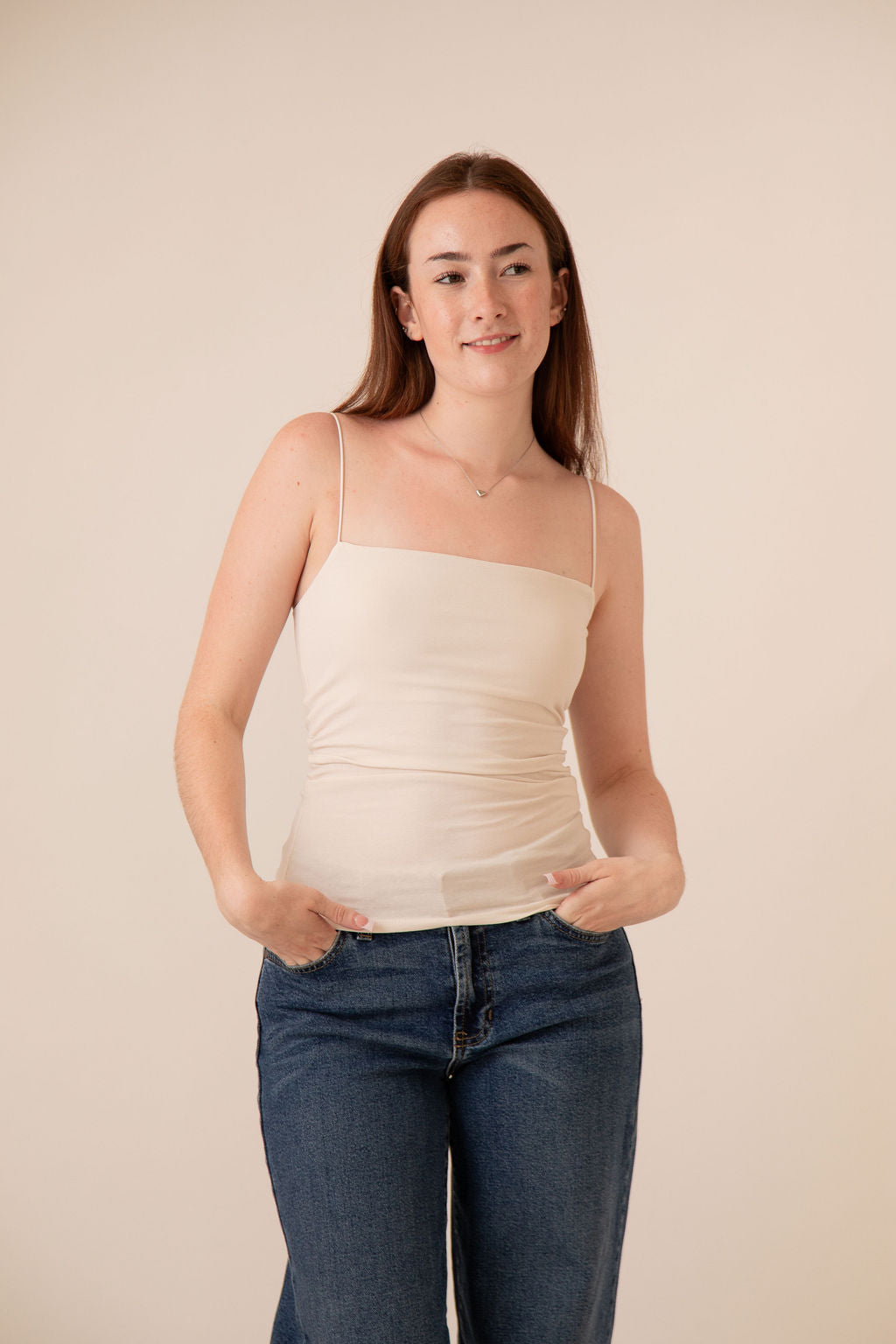 Olivia Square Neck Tank Ecru