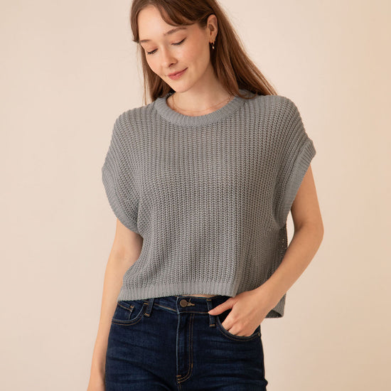 Sutton Knit Top Dusty Blue