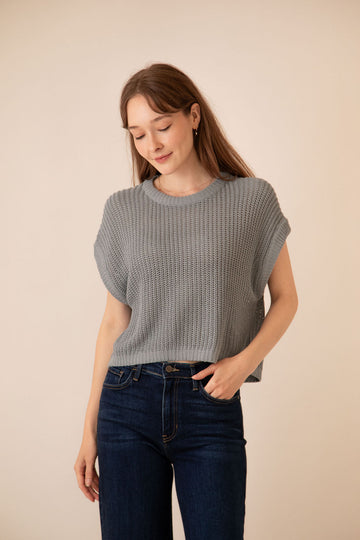 Sutton Knit Top Dusty Blue