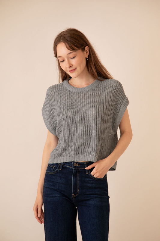 Sutton Knit Top Dusty Blue
