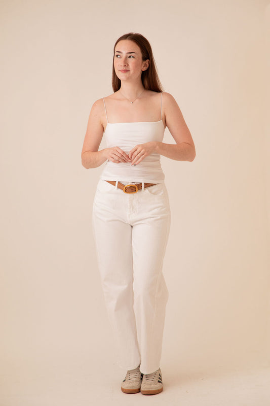 Slim Barrel Jean White