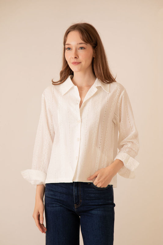 Cleo Lace Button Down