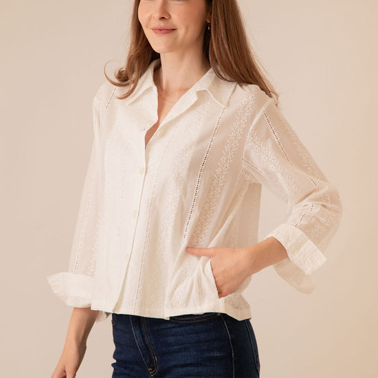 Cleo Lace Button Down