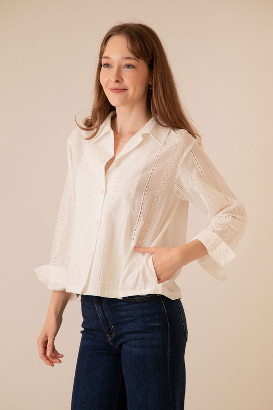 Cleo Lace Button Down