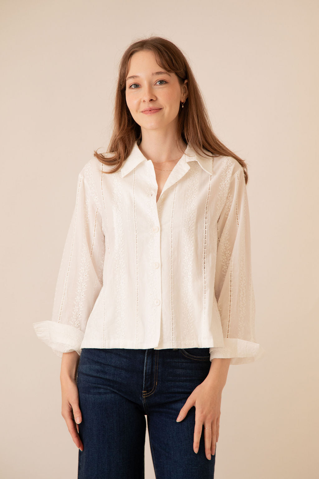 Cleo Lace Button Down