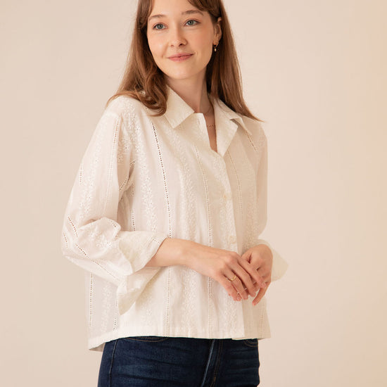 Cleo Lace Button Down