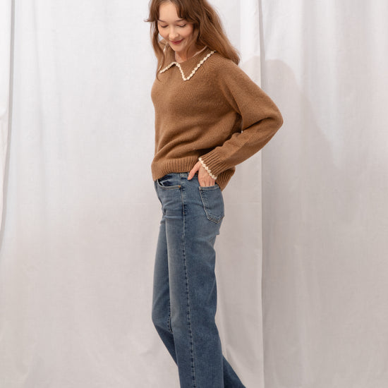 High Rise Straight Leg Dark Denim 34" inseam