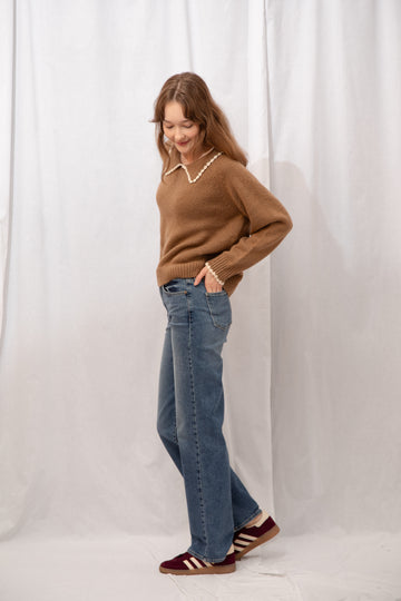 High Rise Straight Leg Dark Denim 34" inseam