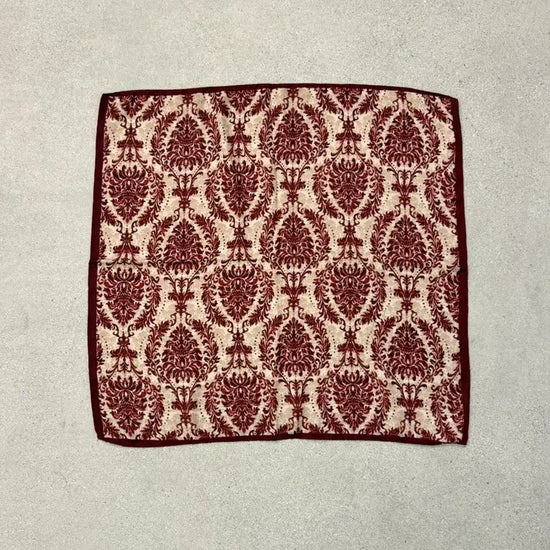 Damask Print Cotton Scarf Burgundy