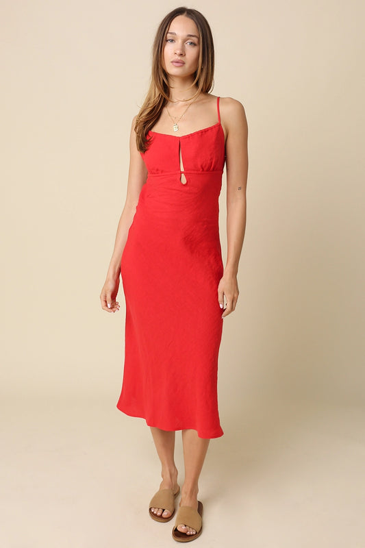 Katerina Linen Dress Tomato Red