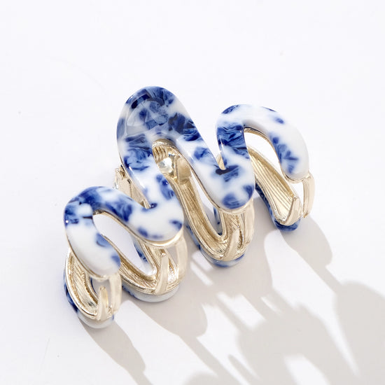 Willow Squiggle Mini Metal Claw Clip Coastal Blue
