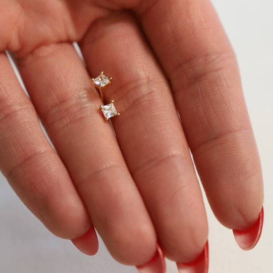 Square CZ Stud
