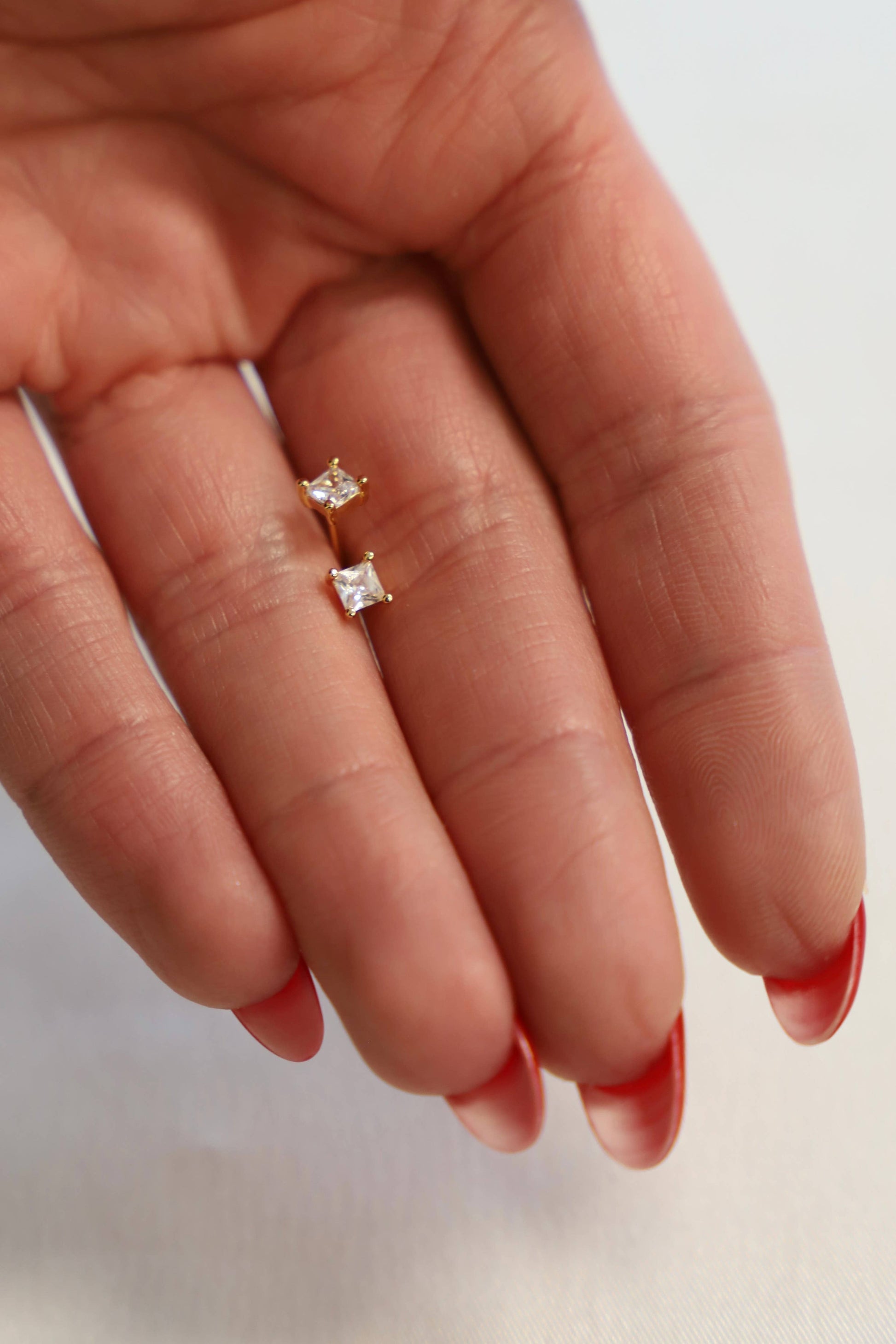 Square CZ Stud