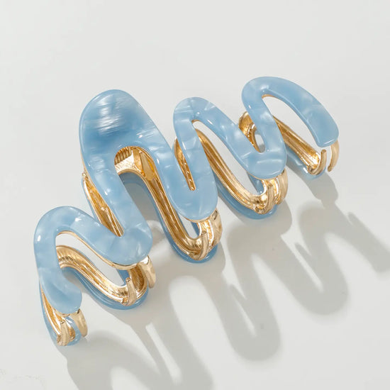Willow Squiggle Metal Claw Clip Saltwater Blue
