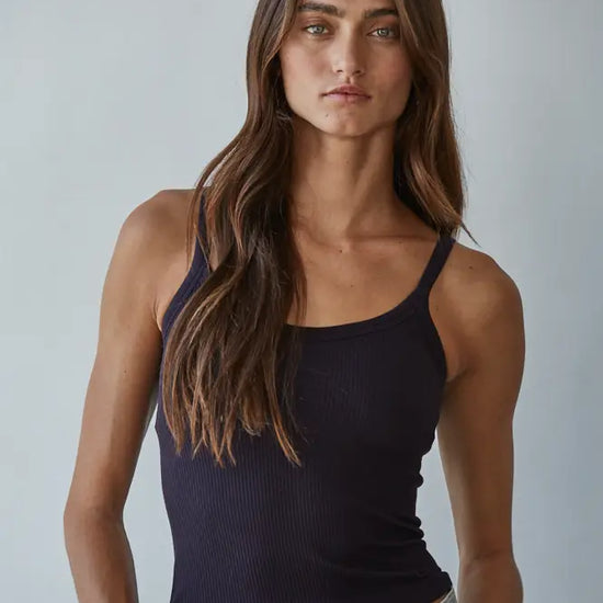 Sol Ribbed Tank Black