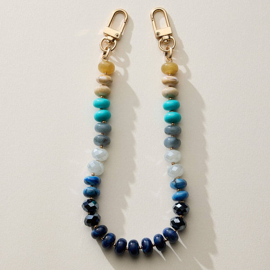 Beaded Bag Charm Blue Mix