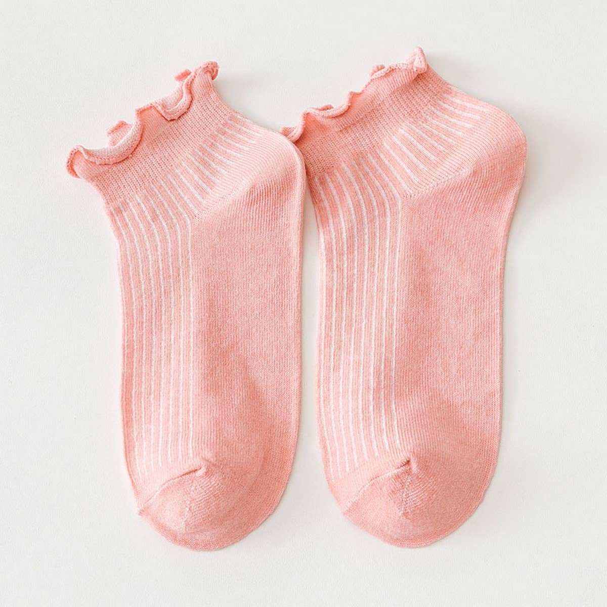 Low Cut Ruffle Ankle Socks Pink