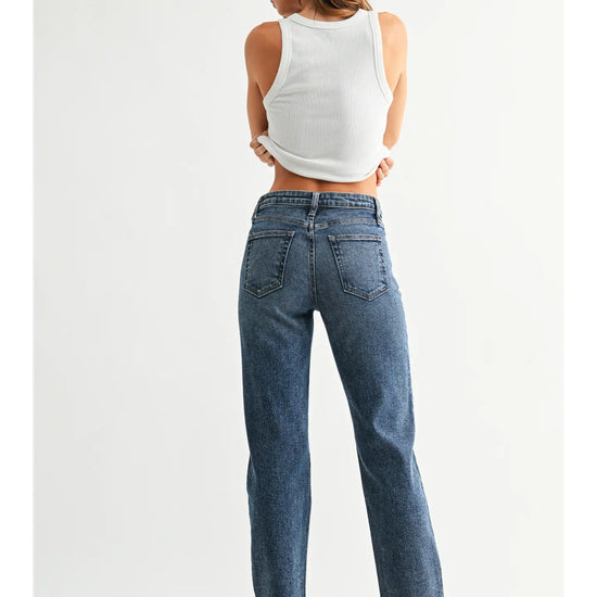 Mid Rise Slim Straight Leg
