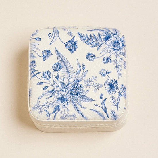 Travel Jewelry Box Blue Floral