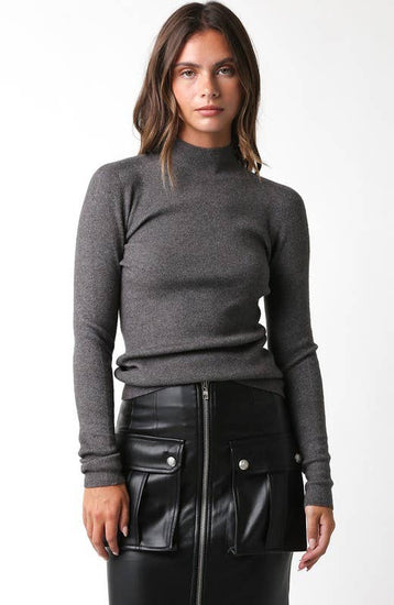 Carly Mock Neck Grey