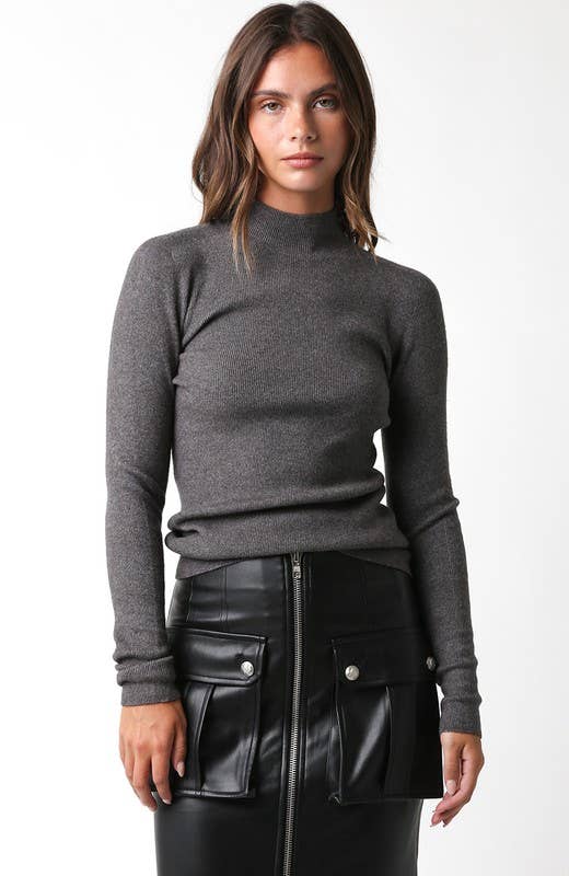 Carly Mock Neck Grey