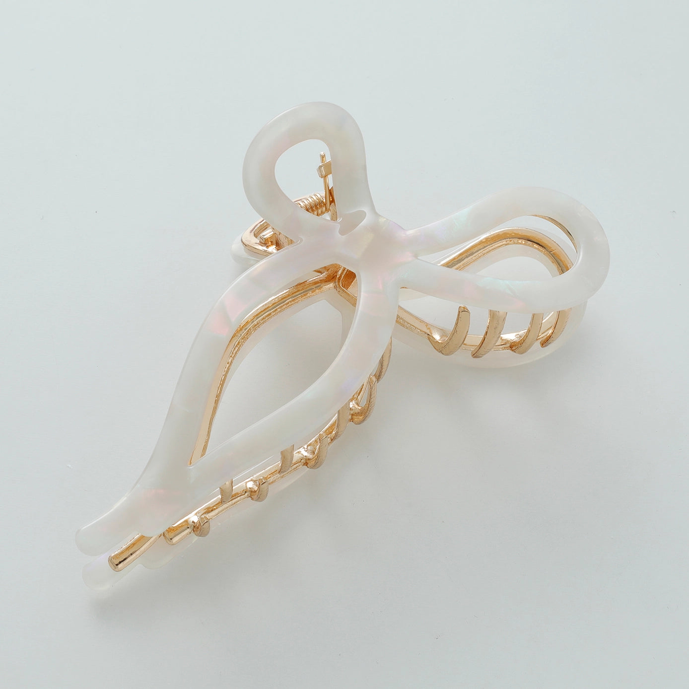 Sabrina Ribbon Bow Claw Clip Holo Pink