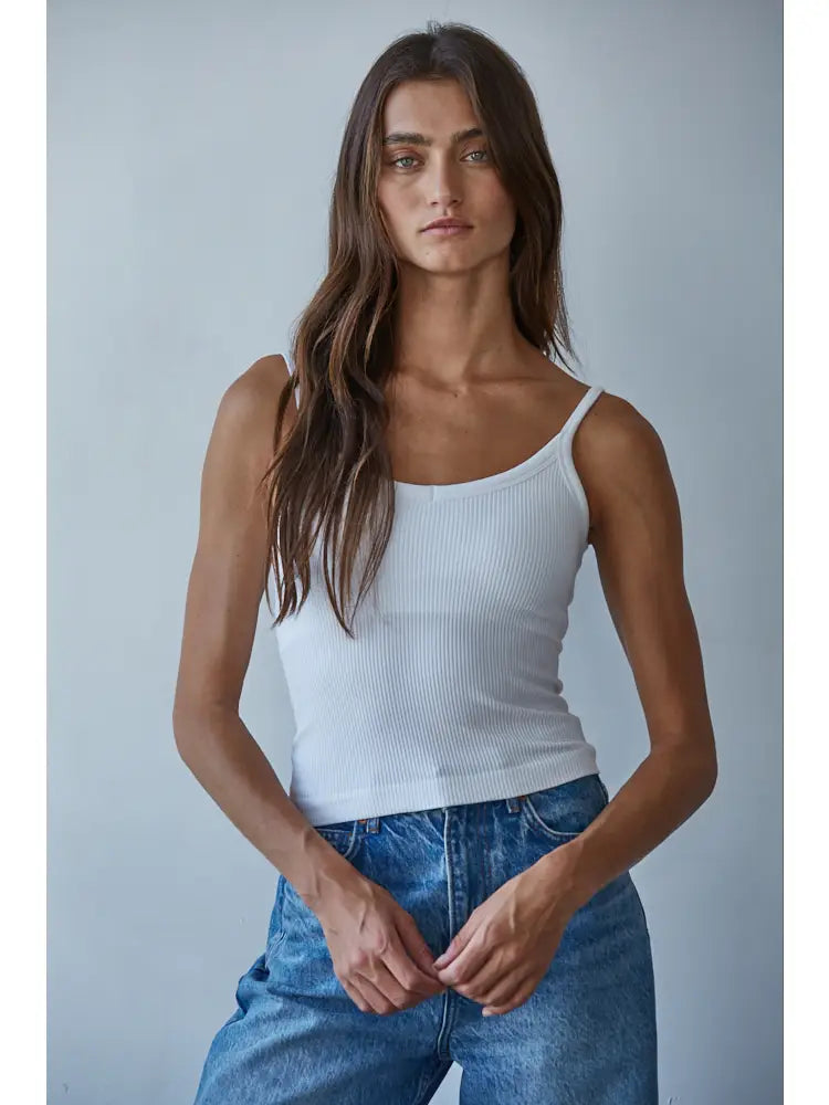 Sol Ribbed Tank White