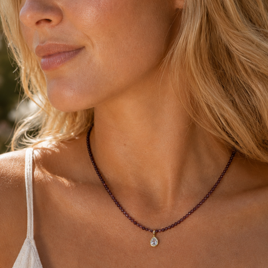 Smoky Burgundy Bezel Necklace
