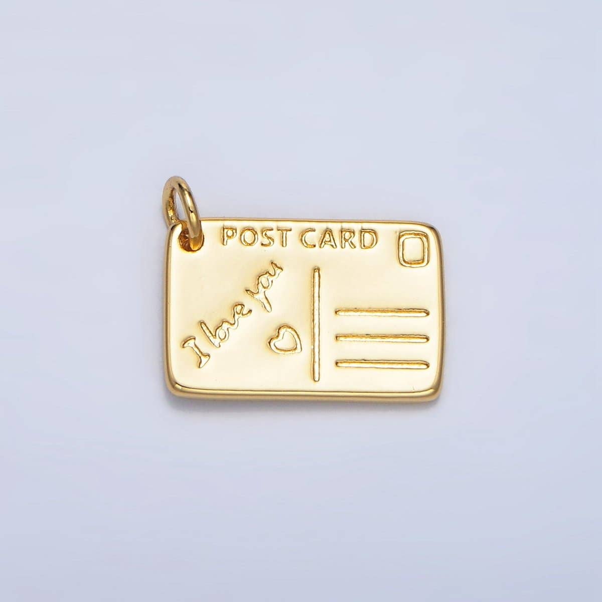 Post Card Charm Gold