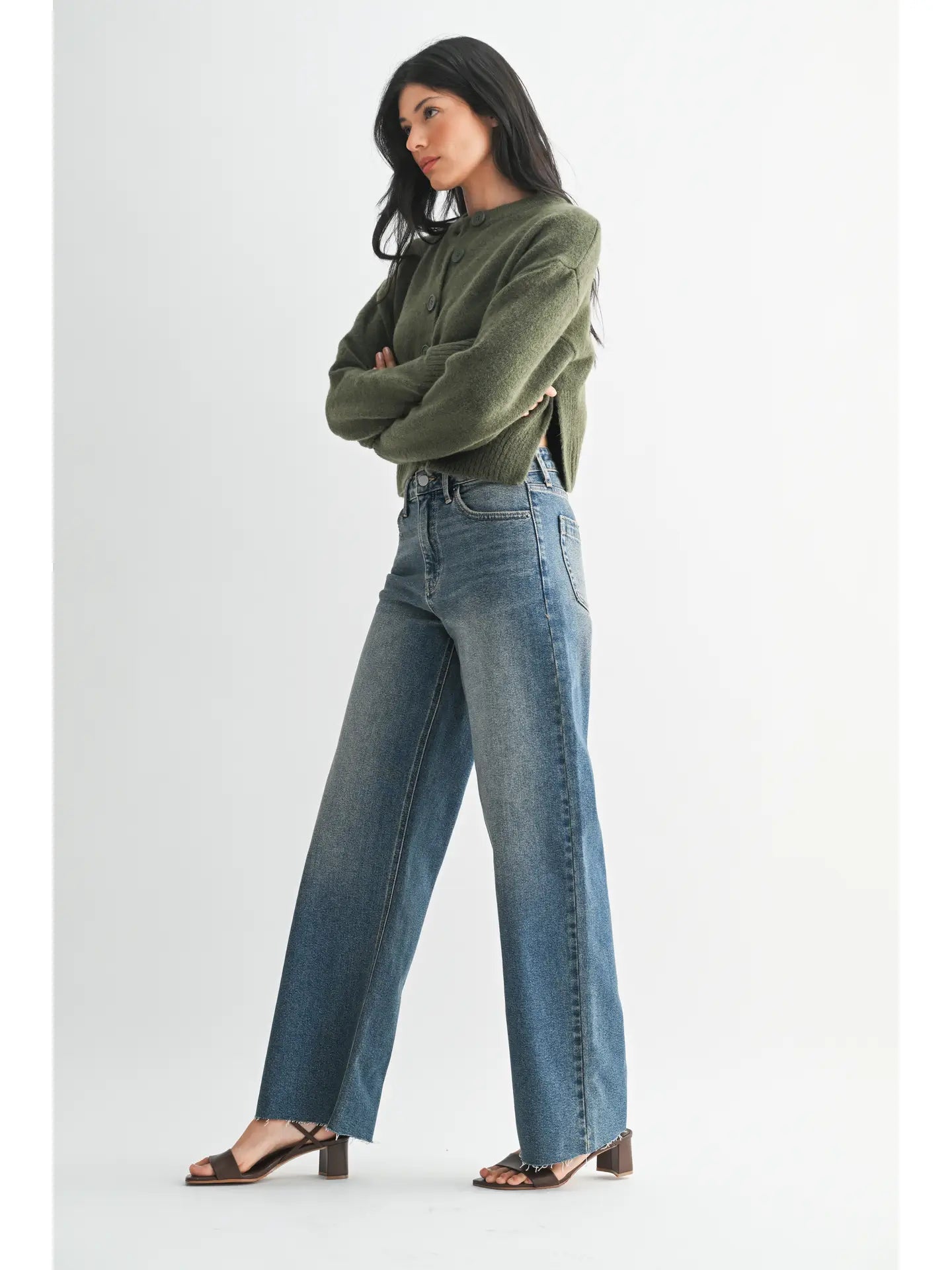 High Rise Scissor Cut Wide Leg