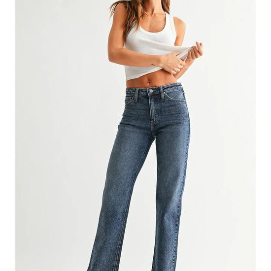 Mid Rise Slim Straight Leg