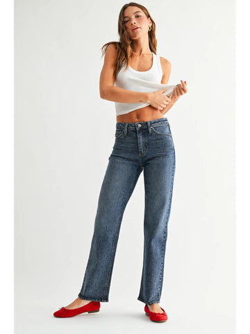 Mid Rise Slim Straight Leg