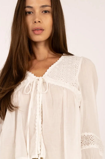 Dove Eyelet Lace Top