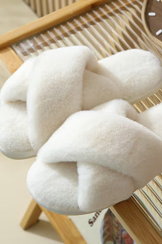 Criss Cross Fluffy Slippers