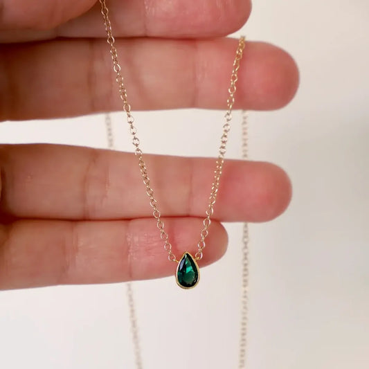 Emerald Pear Drop Necklace