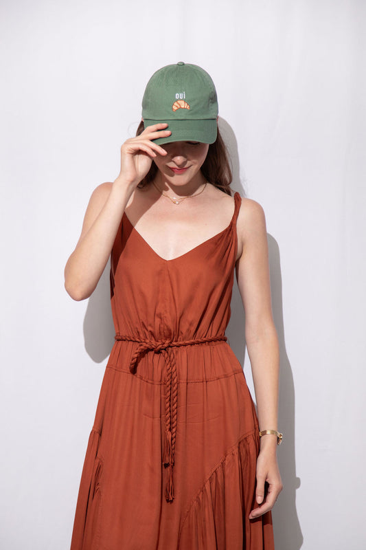 Oui Croissant Embroidered Baseball Cap