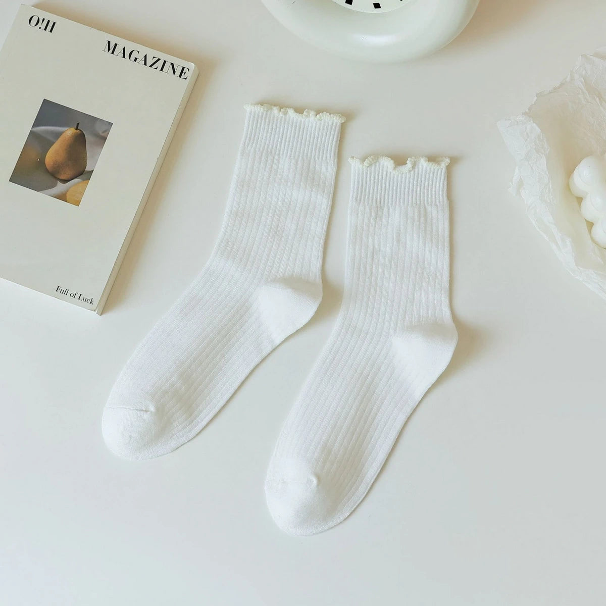 Ruffle Socks White